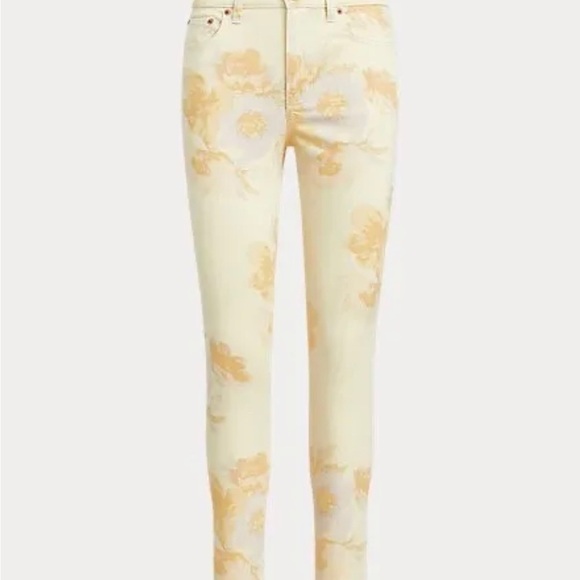 Ralph Lauren Pants Denim Jeans High-Rise Floral Stretch Skinny Ankle Size 12 - Picture 2 of 10